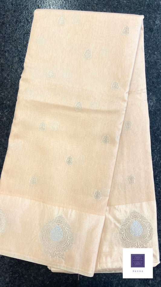 Raw Mango Semi silk saree - Baby Peach