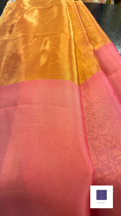 Pure Tissue Silk saree - Light Peach and Gold