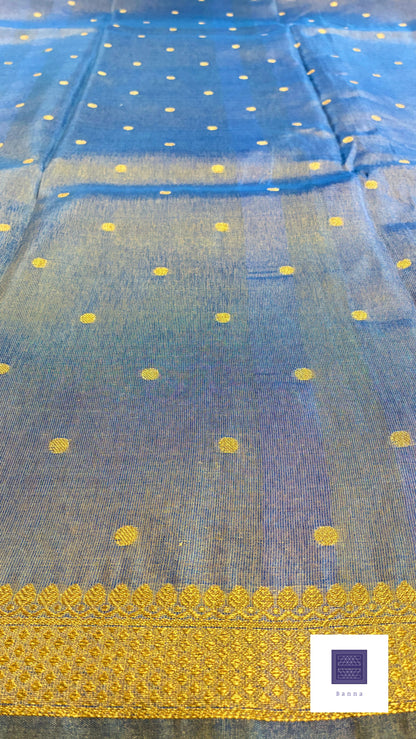 Tissue Silk woven traditional Banarasi saree - Ink Blue