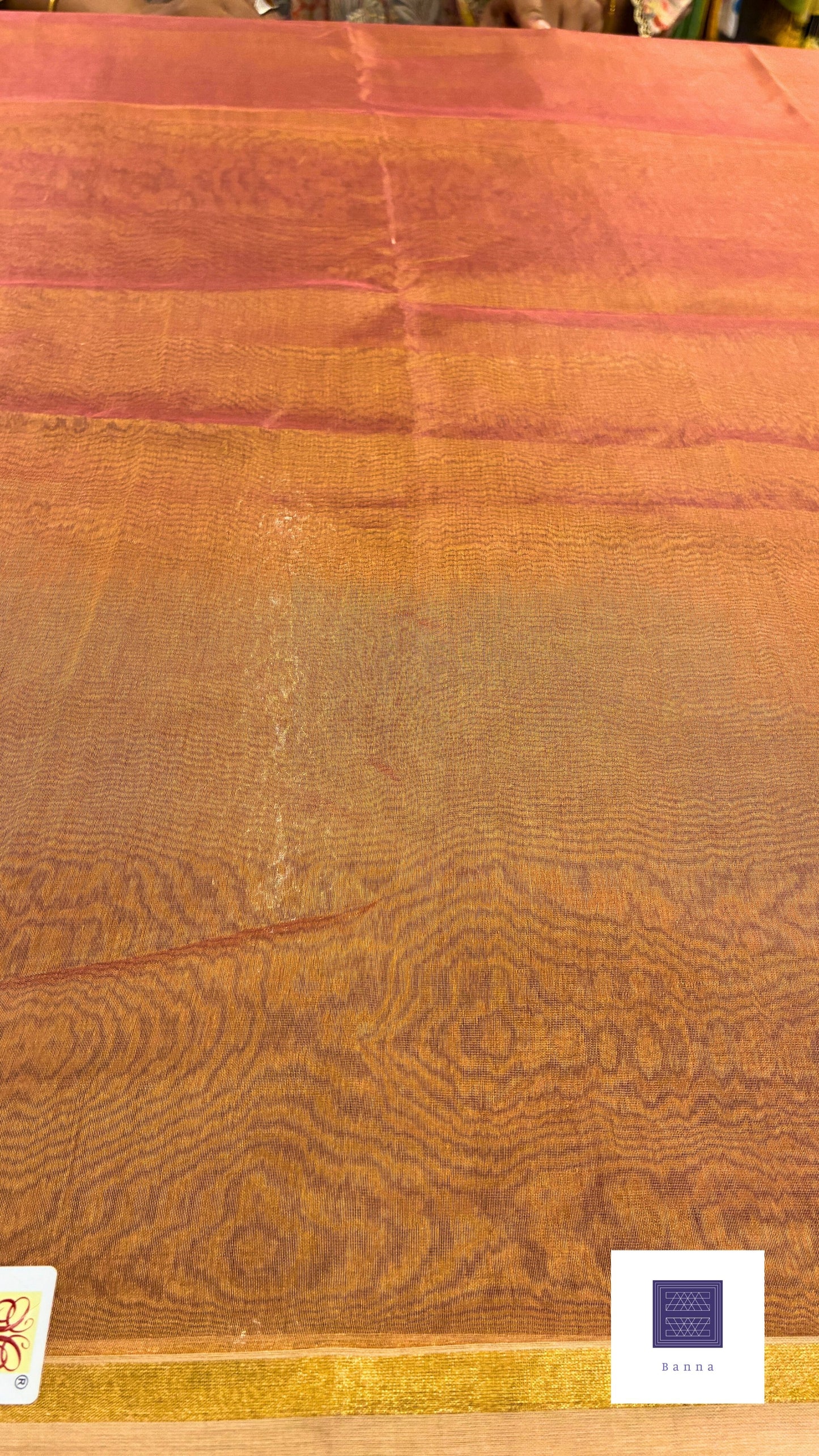 Pure Tissue Silk saree - Light Peach and Gold