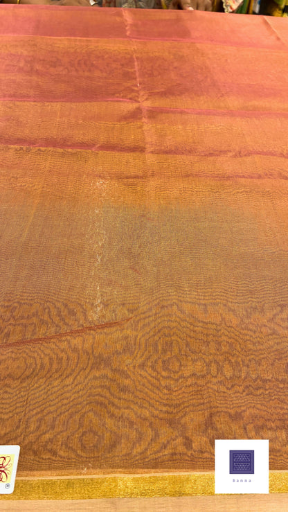 Pure Tissue Silk saree - Light Peach and Gold