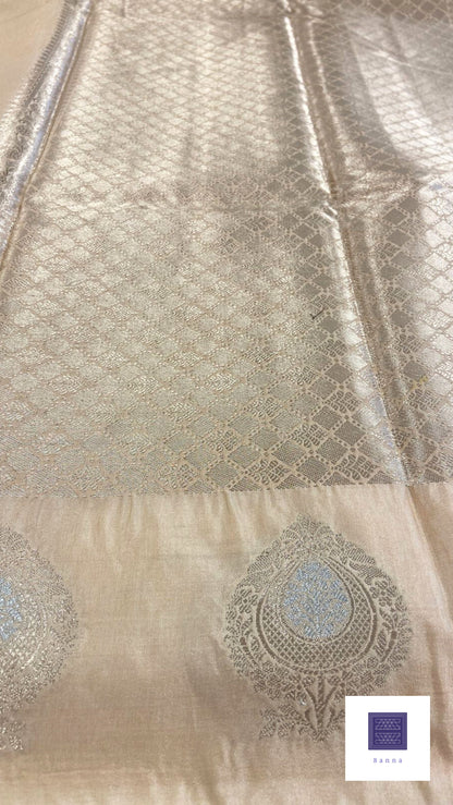 Raw Mango Semi silk saree - Baby Peach