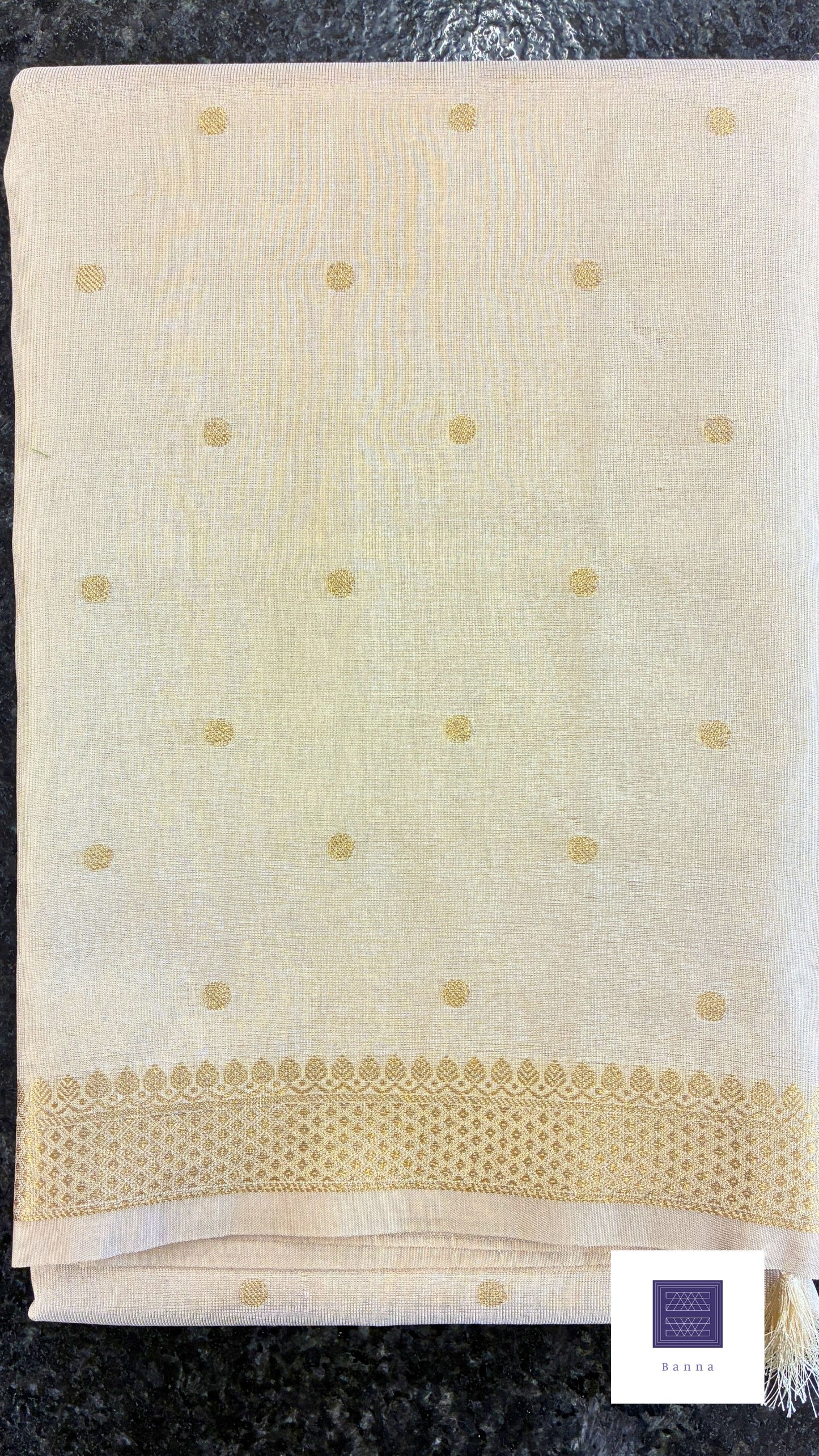 Tissue Silk woven traditional Banarasi saree - Cream