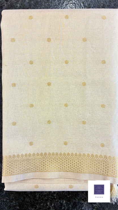Tissue Silk woven traditional Banarasi saree - Cream