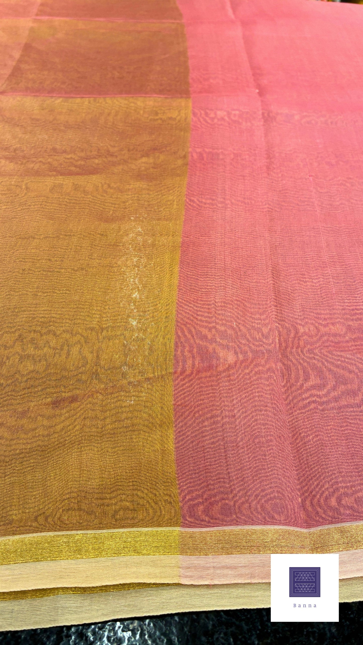 Pure Tissue Silk saree - Light Peach and Gold