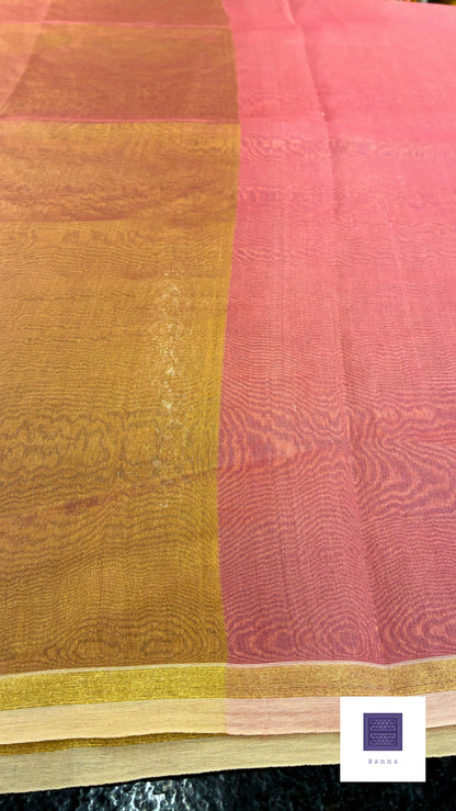 Pure Tissue Silk saree - Light Peach and Gold