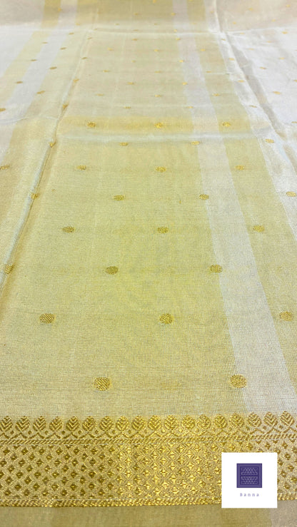 Tissue Silk woven traditional Banarasi saree - Cream