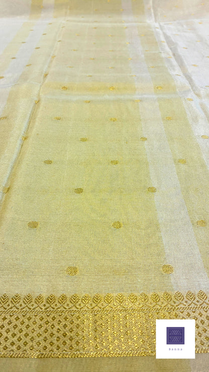 Tissue Silk woven traditional Banarasi saree - Cream