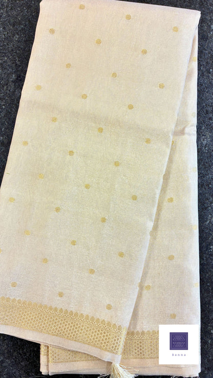 Tissue Silk woven traditional Banarasi saree - Cream