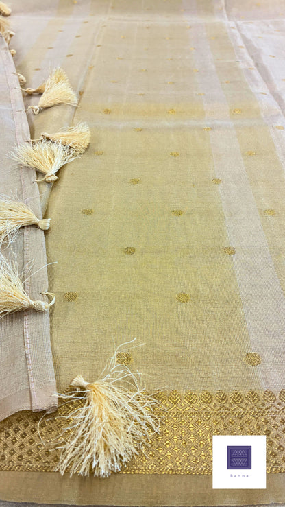 Tissue Silk woven traditional Banarasi saree - Cream