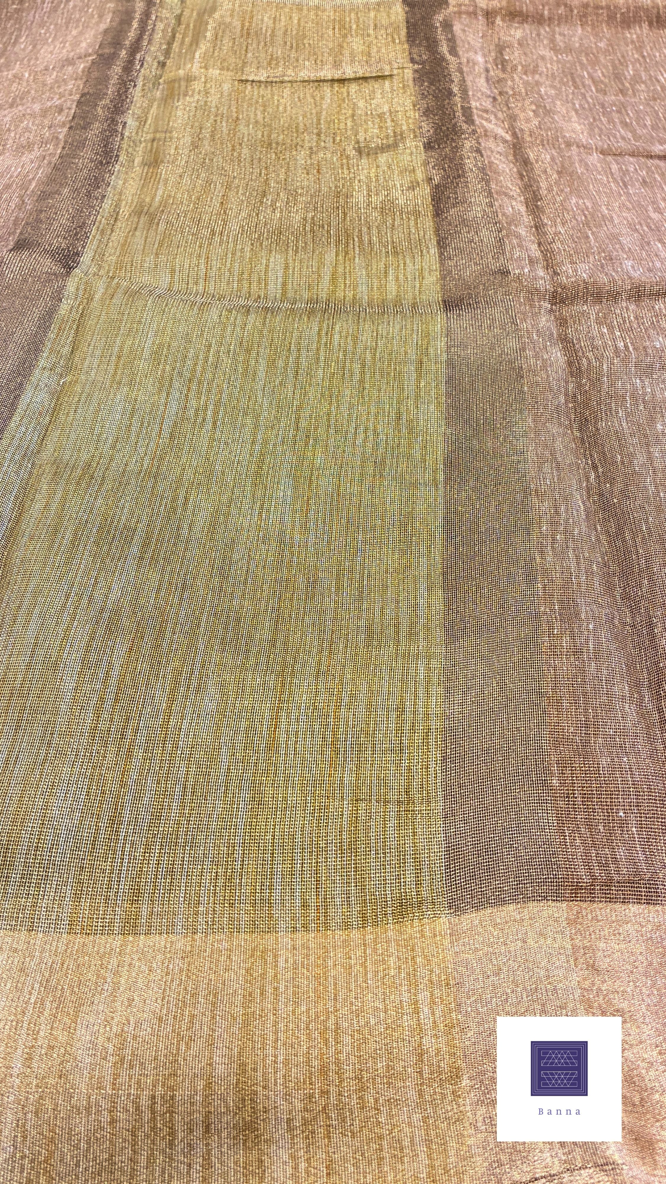 Linen Tissue saree - Khaki