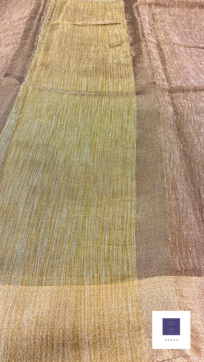 Linen Tissue saree - Khaki