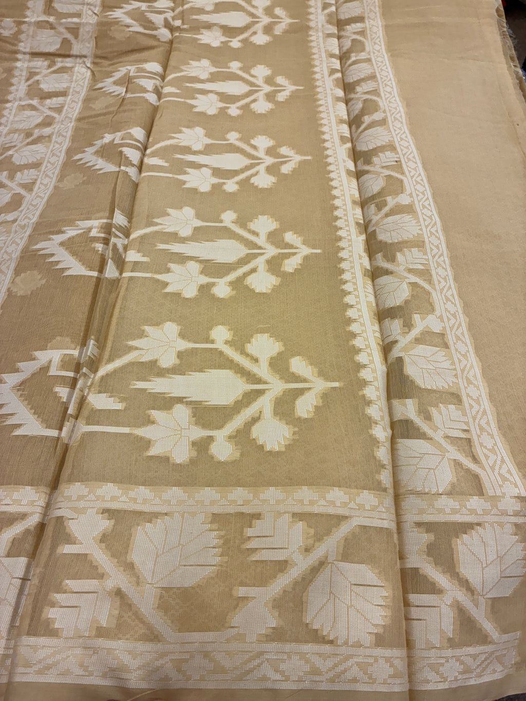 Jamdhani Cotton Saree - Beige