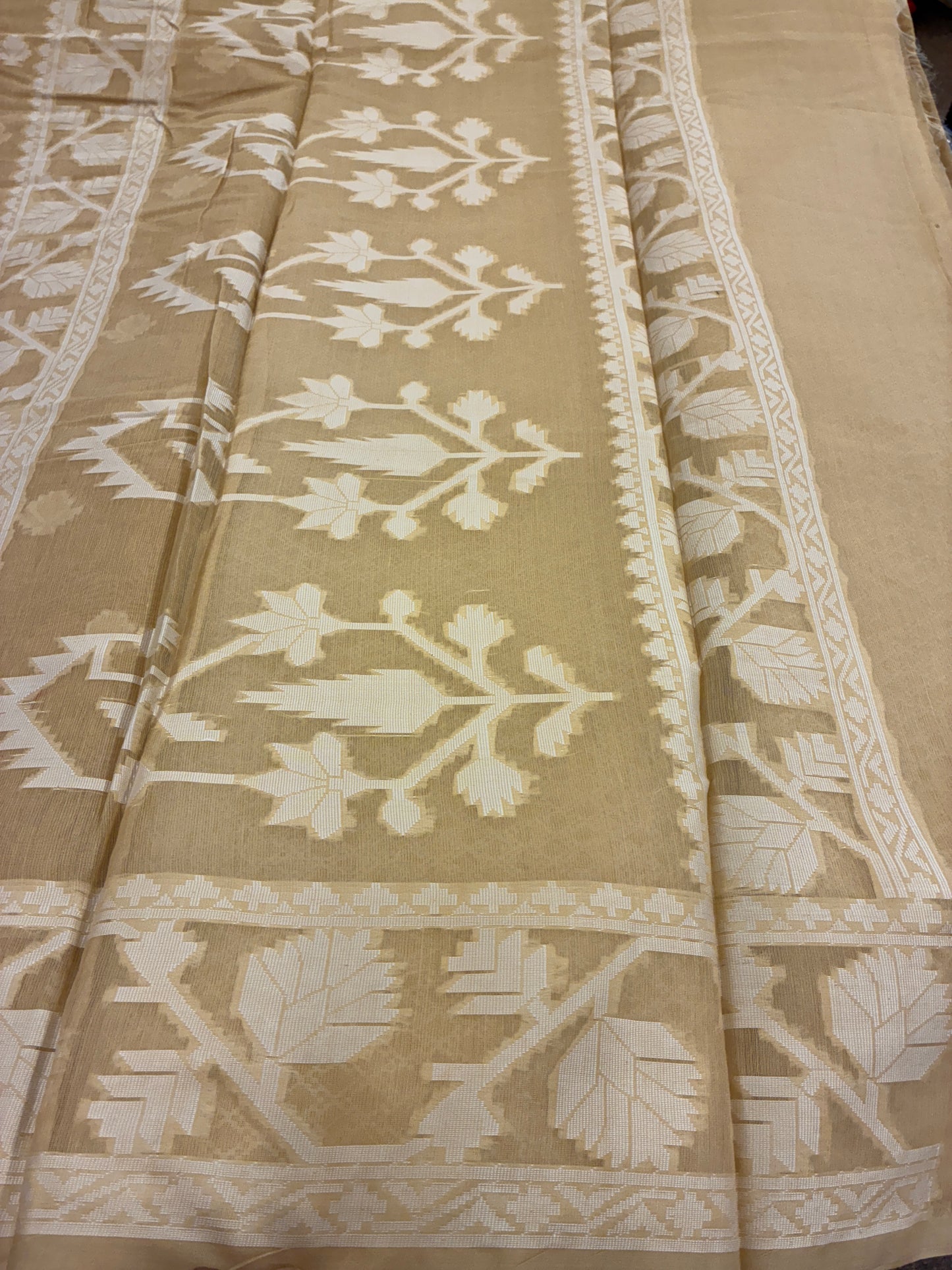 Jamdhani Cotton Saree - Beige