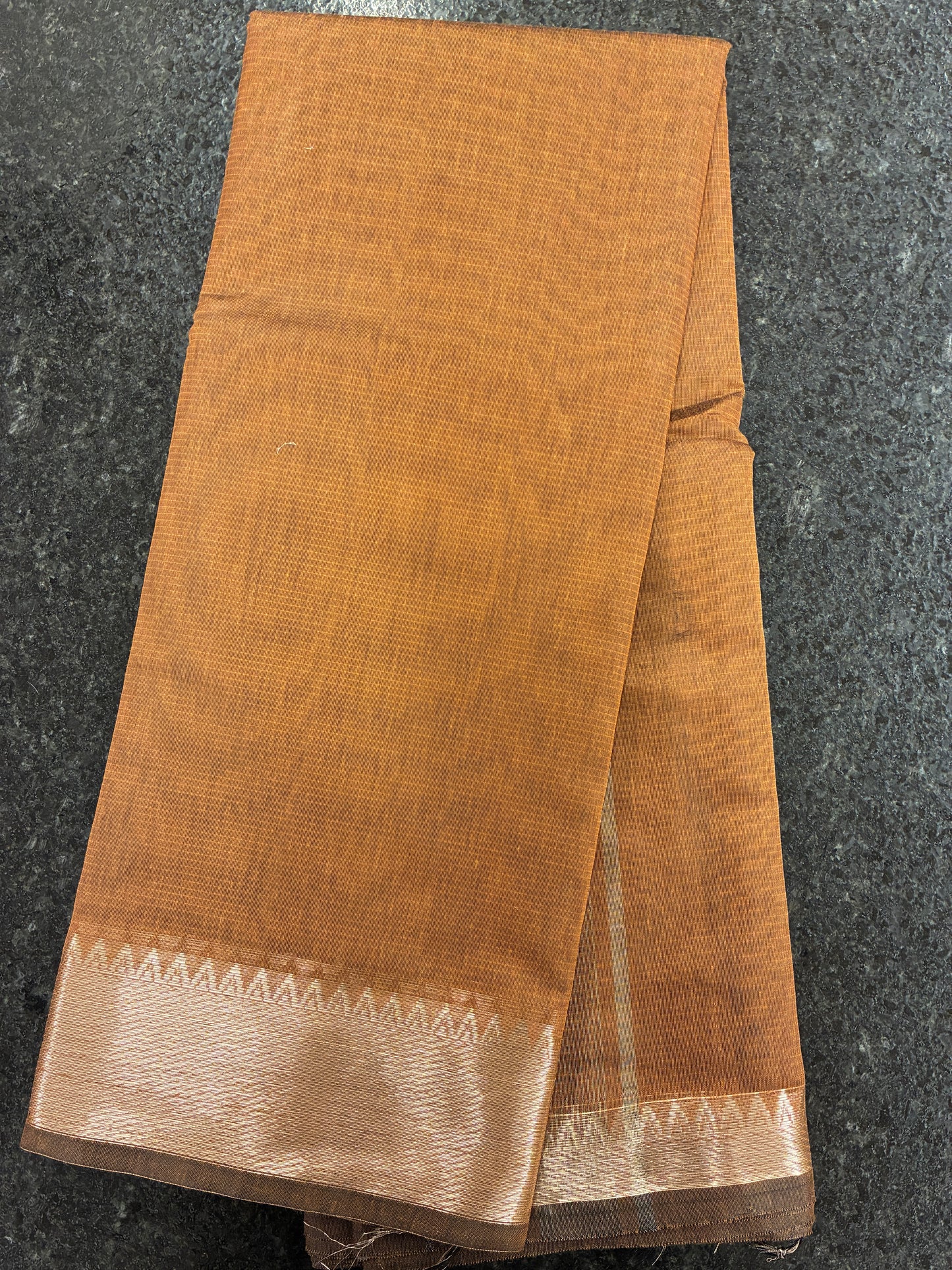 Cotton Saree temple border - Brown