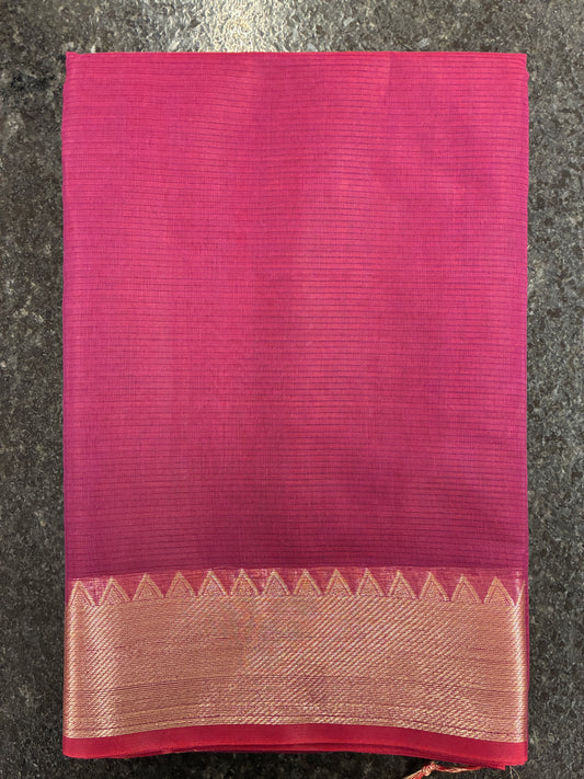 Cotton Saree temple border - Purple