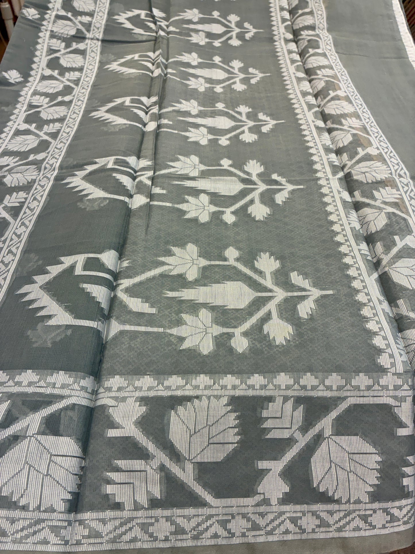 Jamdhani Cotton Saree - Grey