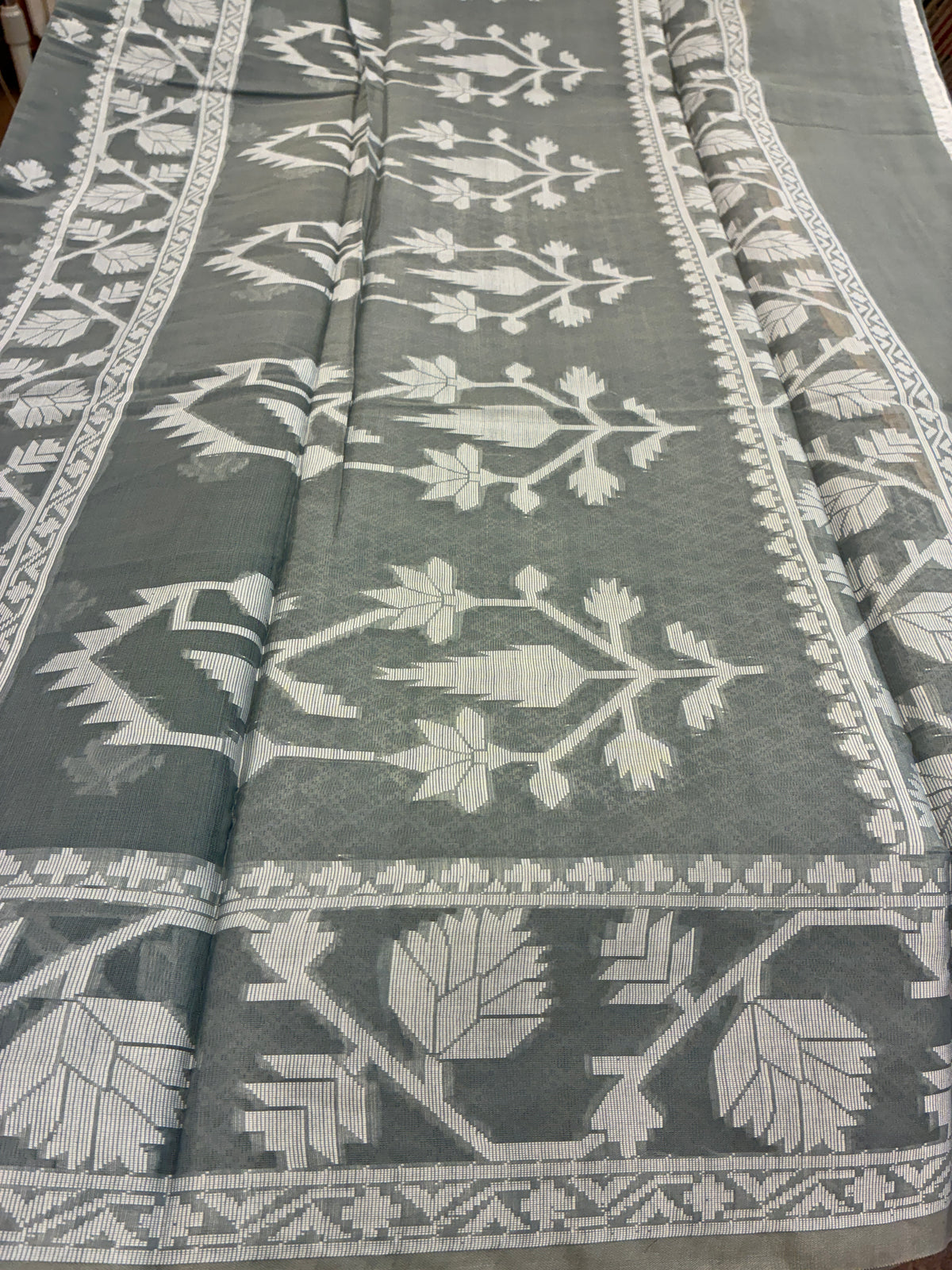 Jamdhani Cotton Saree - Grey