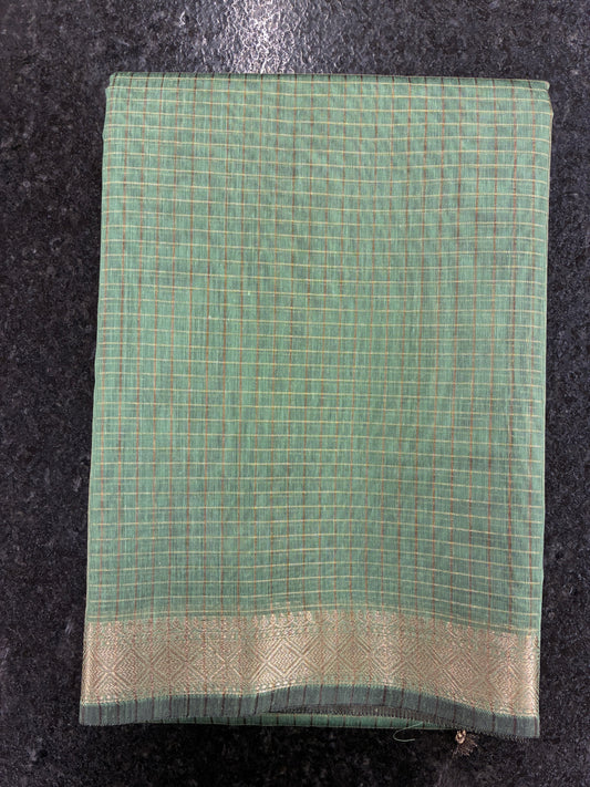 Cotton silk with checks - Green