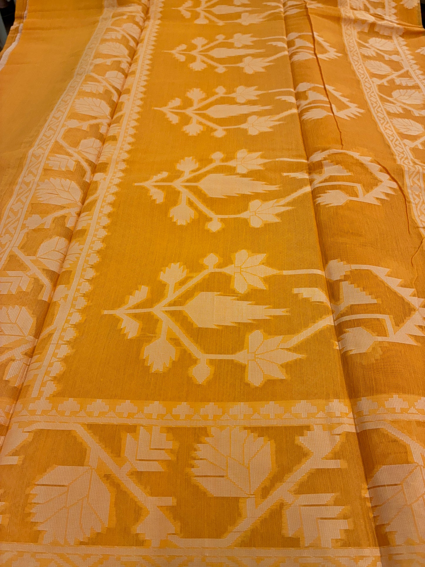 Jamdhani Cotton Saree - yellow