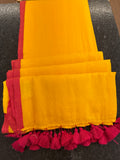 Soft Mul Cotton saree - yellow and Pink