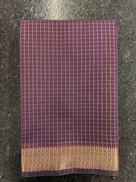 Cotton silk with checks - Plum