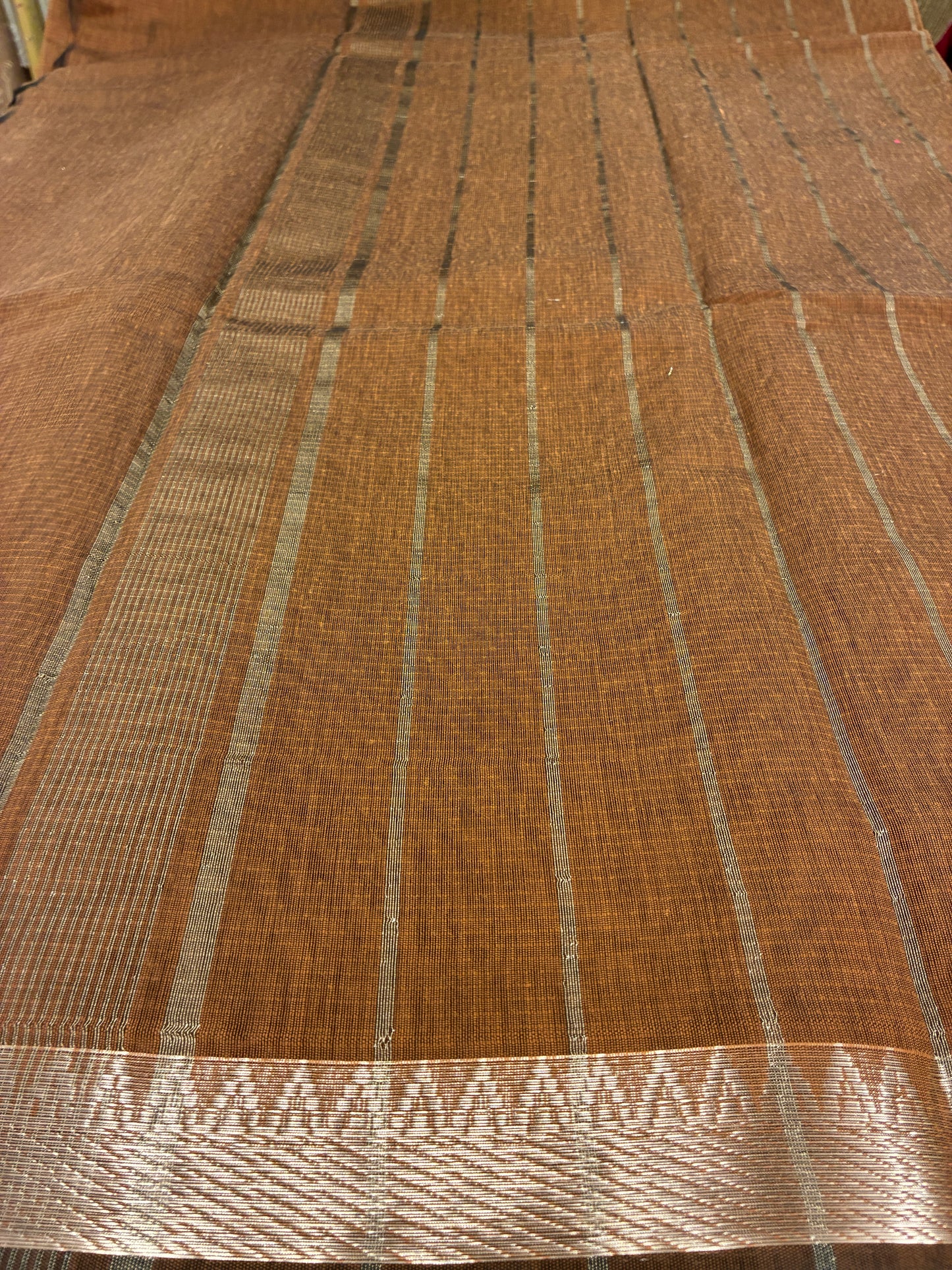 Cotton Saree temple border - Brown