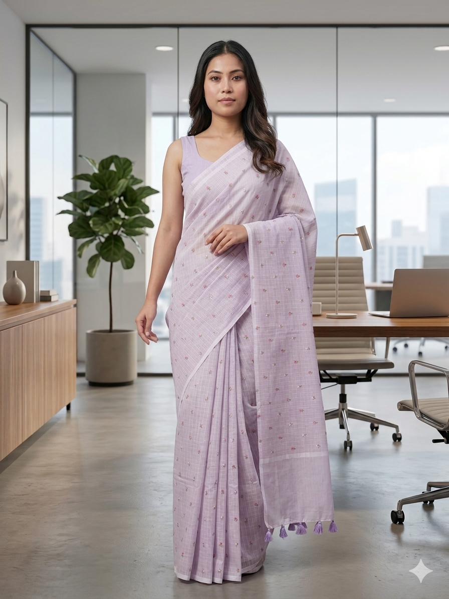 Banna's signature kota cotton saree - Lavender