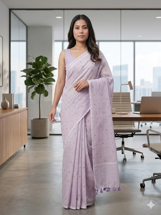 Banna's signature kota cotton saree - Lavender