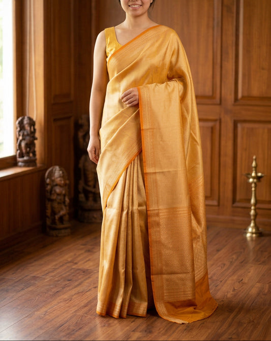 Handloom Rich Katan Silk saree - Mustard yellow