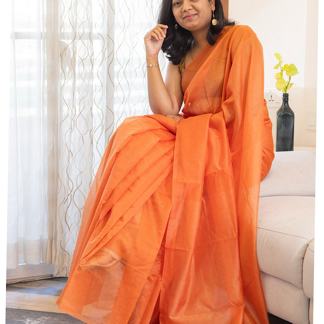 Comforting Light Orange organza saree