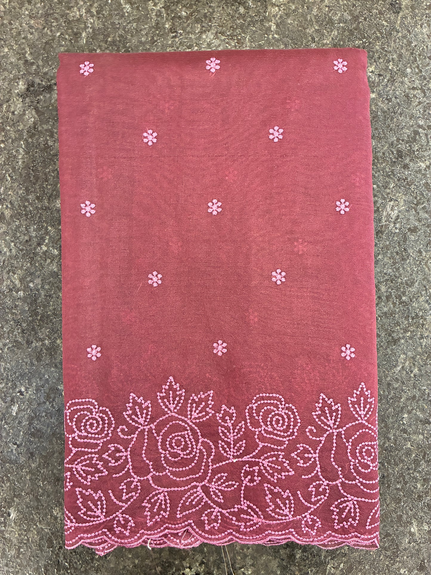 Maroon Rose Floral - Organza saree in Maroon with Floral Embroidery