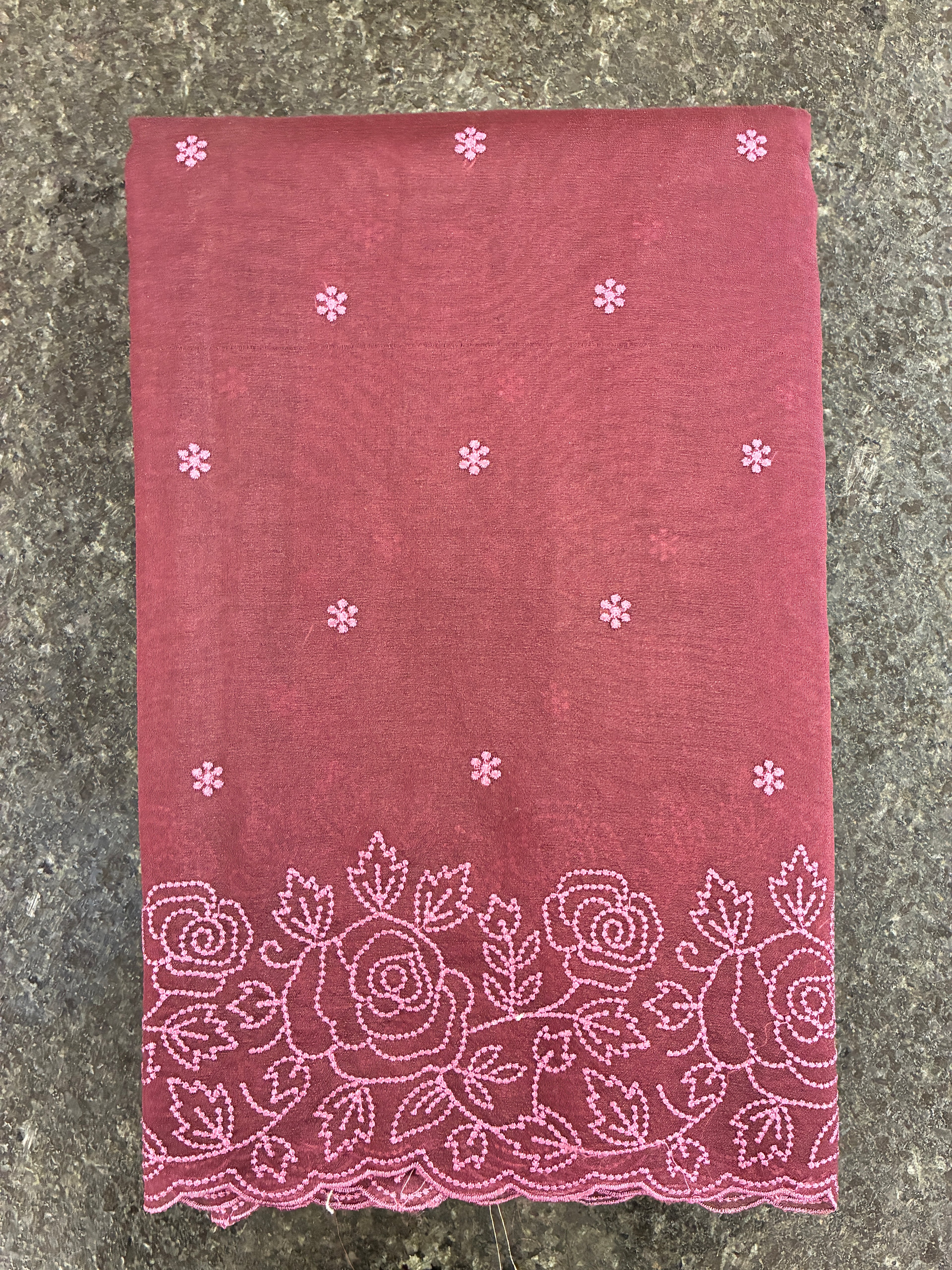 Maroon Rose Floral - Organza saree in Maroon with Floral Embroidery