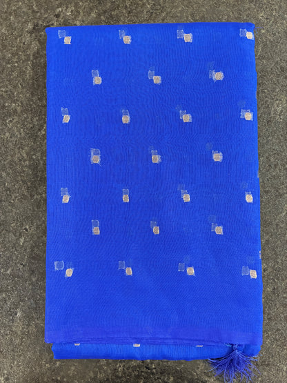 So elegant simple organza saree - Royal Blue