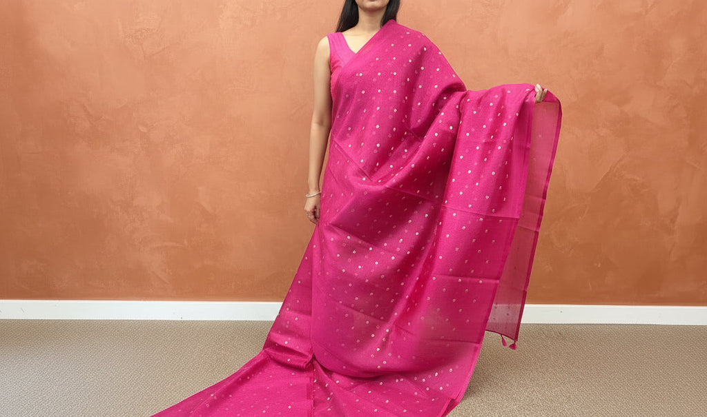 So elegant Tissue Saree - Rani Pink