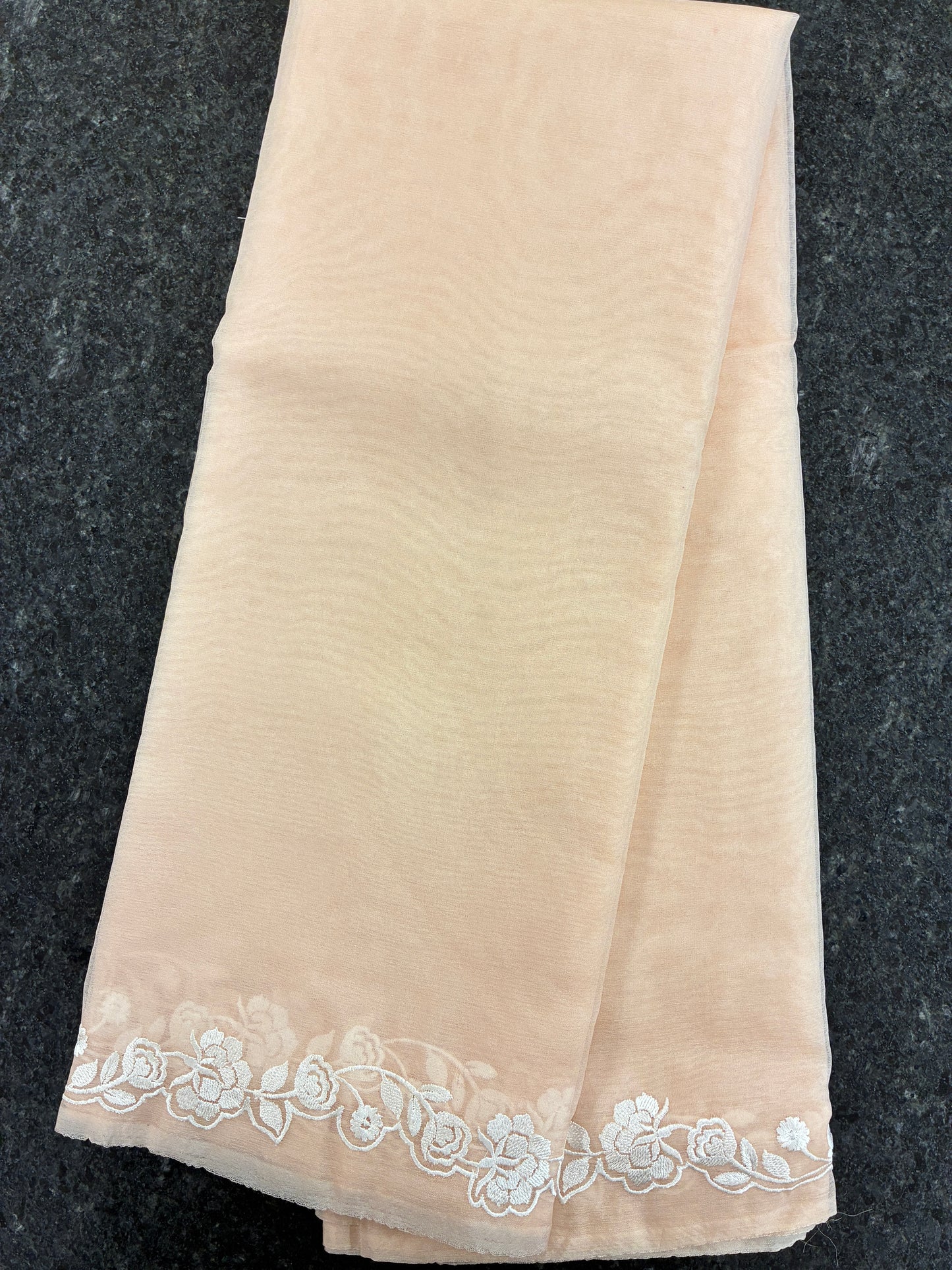 Peach simple rose organza saree