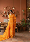 Pure Mul Cotton Saree with Jamdhani handwork - Orange