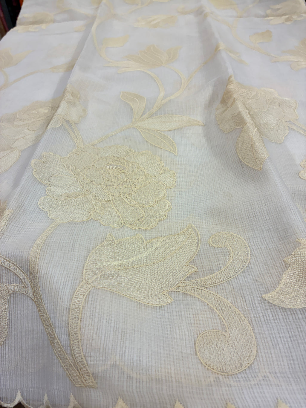 Soft Kota embroidery saree - Off white