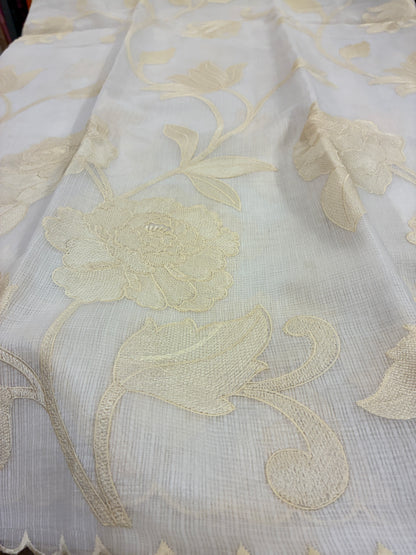 Soft Kota embroidery saree - Off white