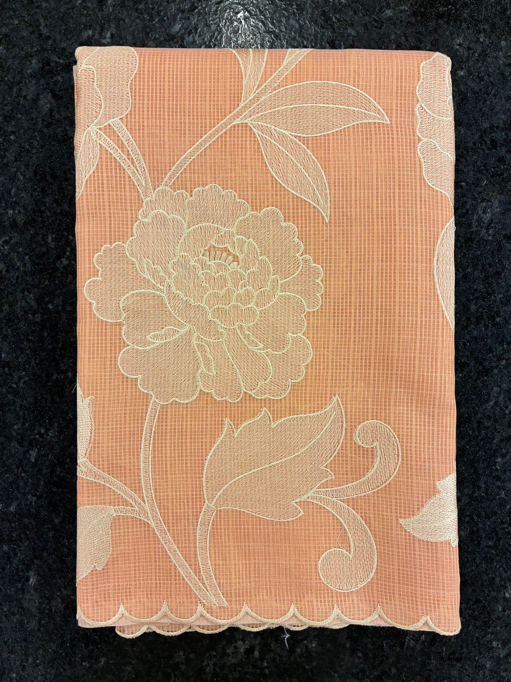 Soft Kota embroidery saree - Peach