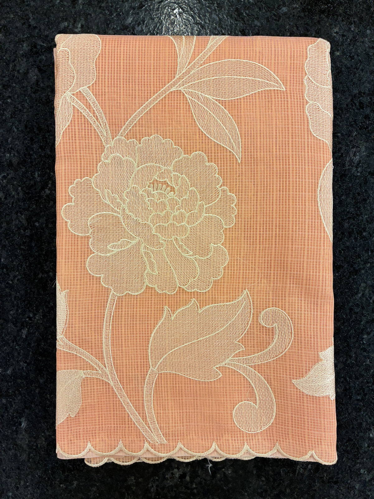 Soft Kota embroidery saree - Peach