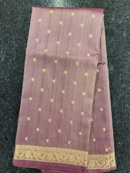 Tissue Silk woven traditional Banarasi saree - Copper brown
