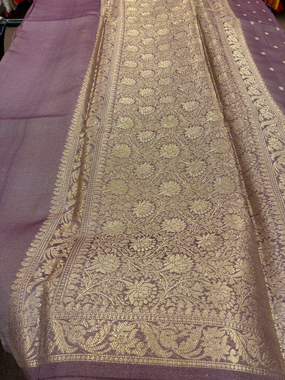 Tissue Silk woven traditional Banarasi saree - Copper brown