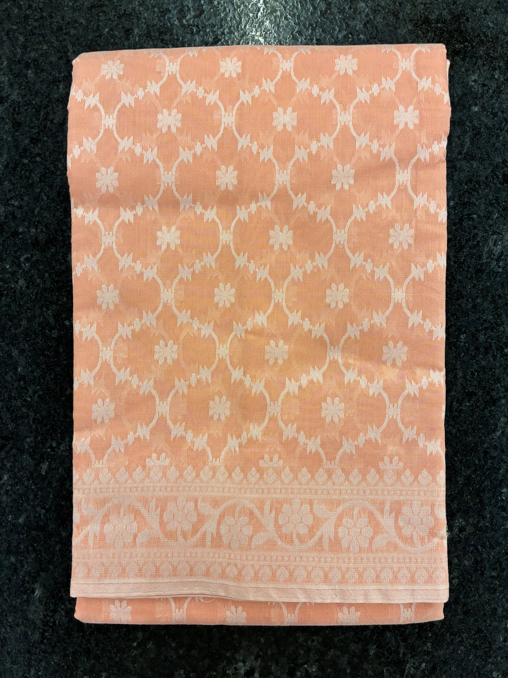 Jamdhani Cotton Saree with Silk thread work (Resham) - Peach