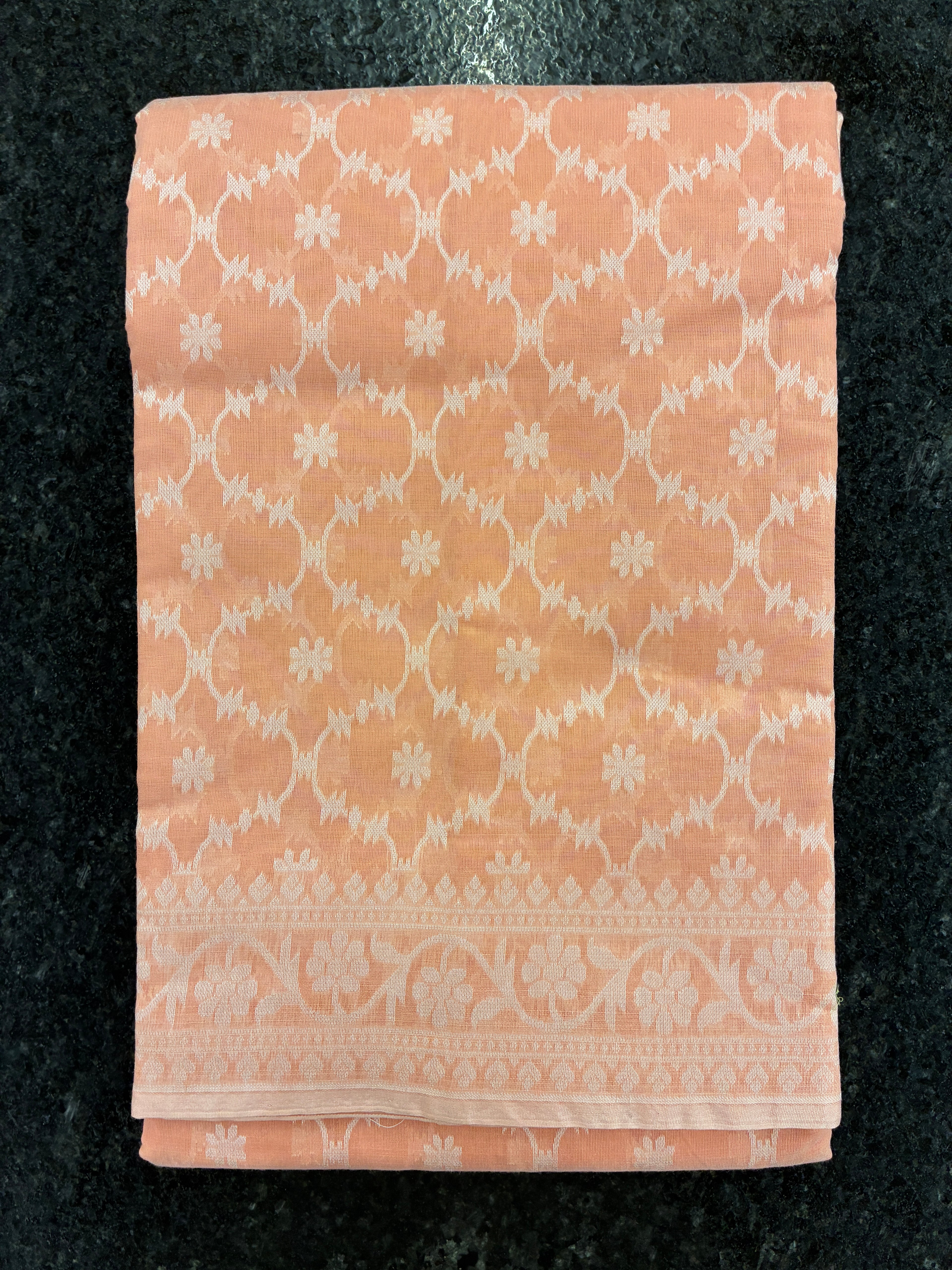 Jamdhani Cotton Saree with Silk thread work (Resham) - Peach