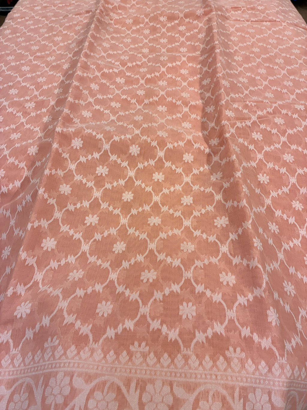 Jamdhani Cotton Saree with Silk thread work (Resham) - Peach