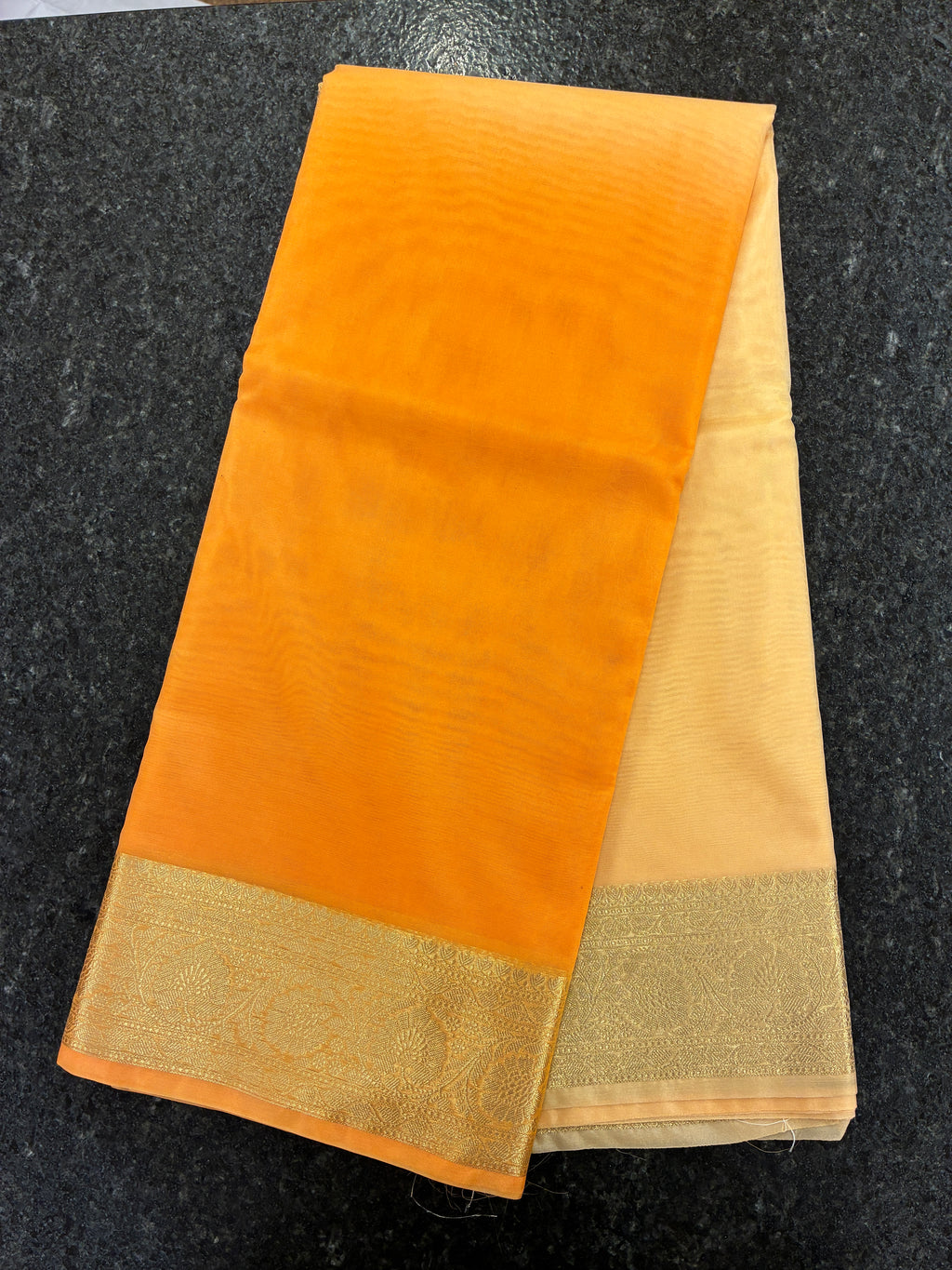 Ombre Banarasi Saree - Light and Dark Orange