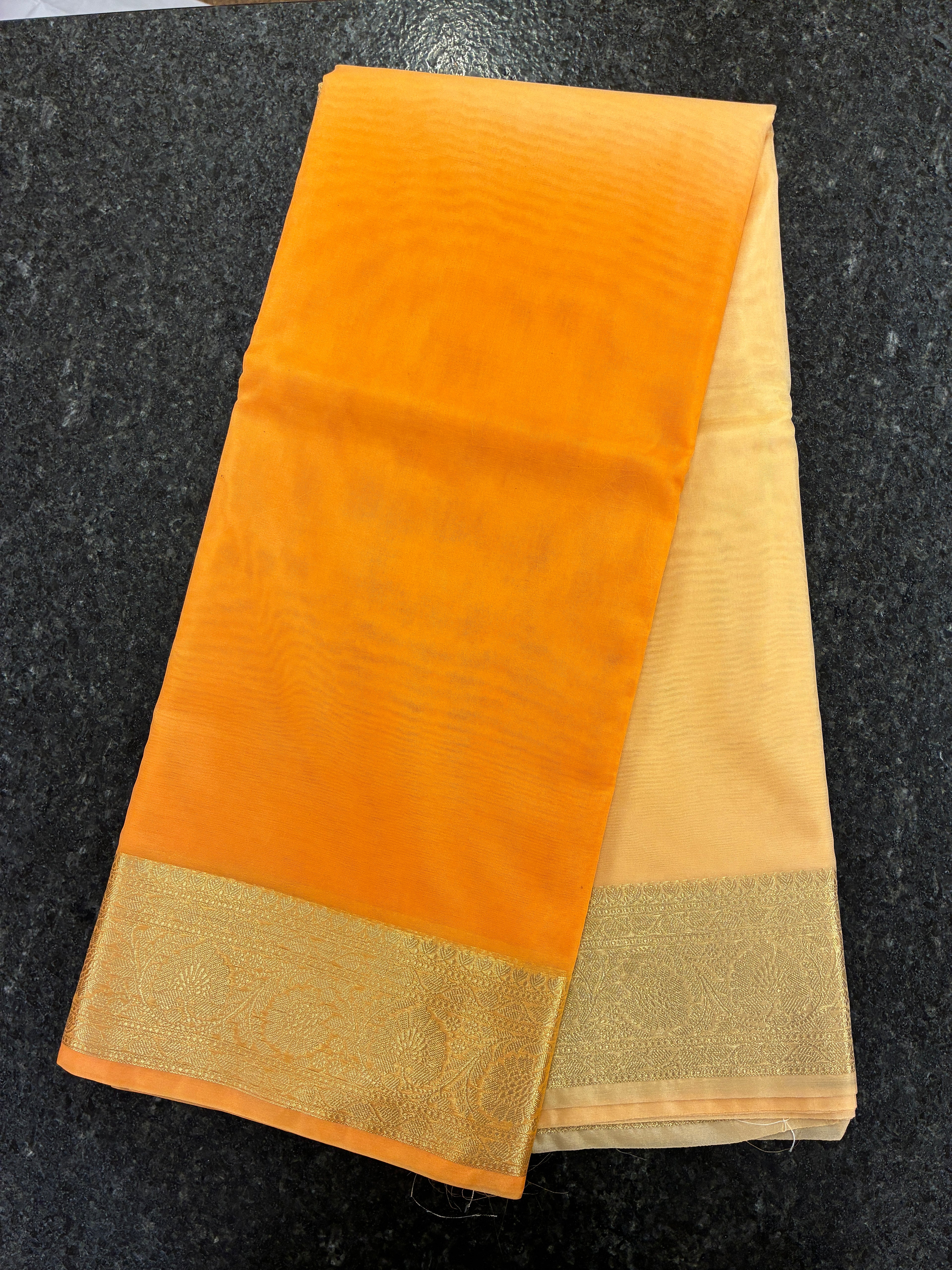 Ombre Banarasi Saree - Light and Dark Orange