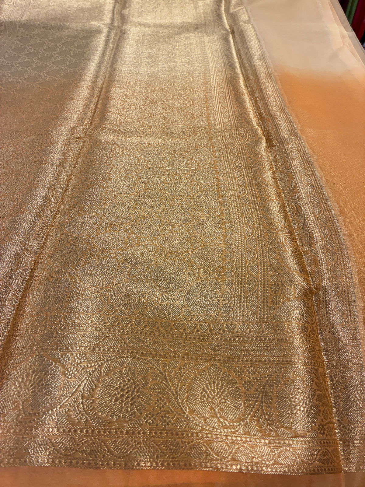 Ombre Banarasi Saree - Light and Dark Orange
