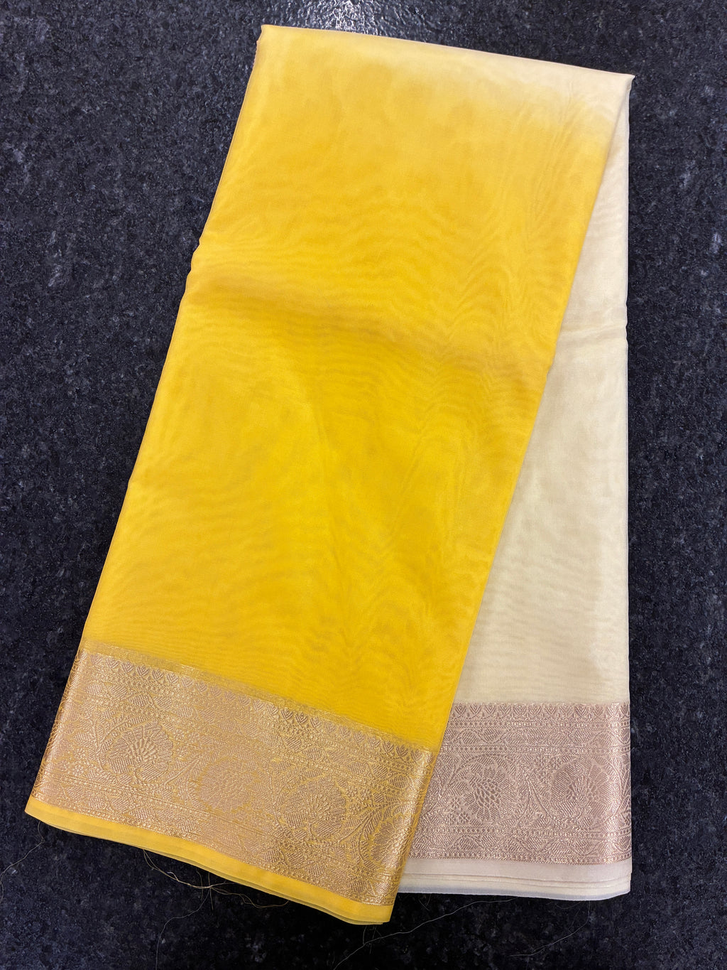 Ombre Banarasi Saree - Light and Dark Yellow